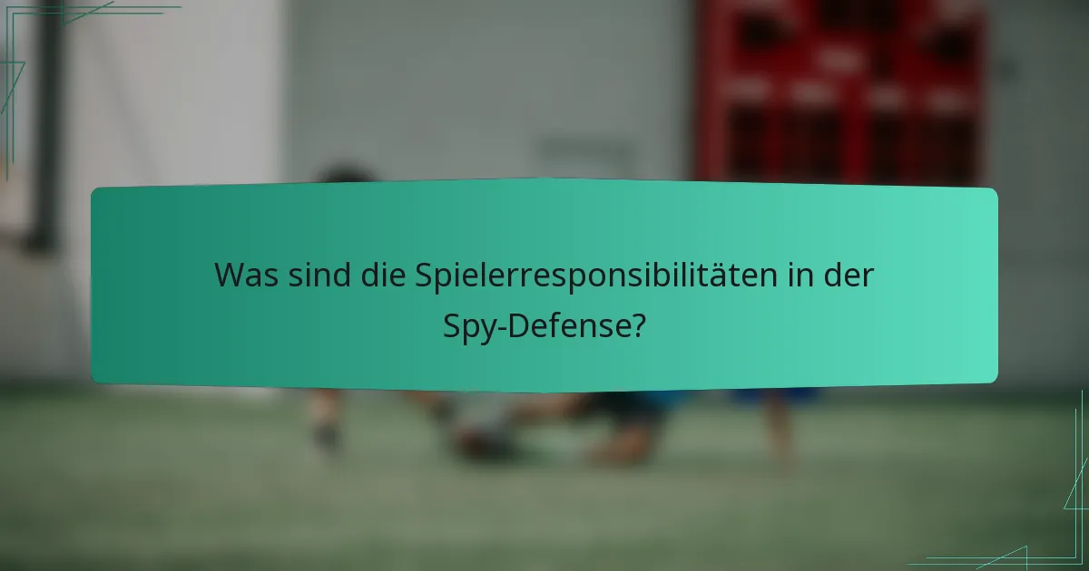 Was sind die Spielerresponsibilitäten in der Spy-Defense?