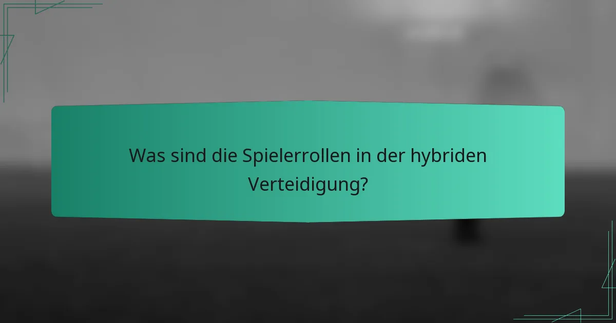 Was sind die Spielerrollen in der hybriden Verteidigung?